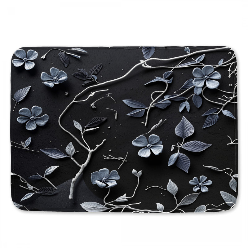 Tapis de bain floral, L 24 po x L 17 po
