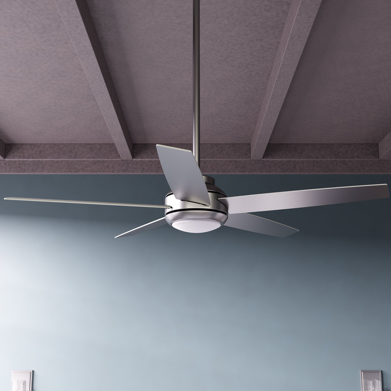 52" Zayden 5 - Blade Ceiling Fan With Lights and Remote, Matte Silver