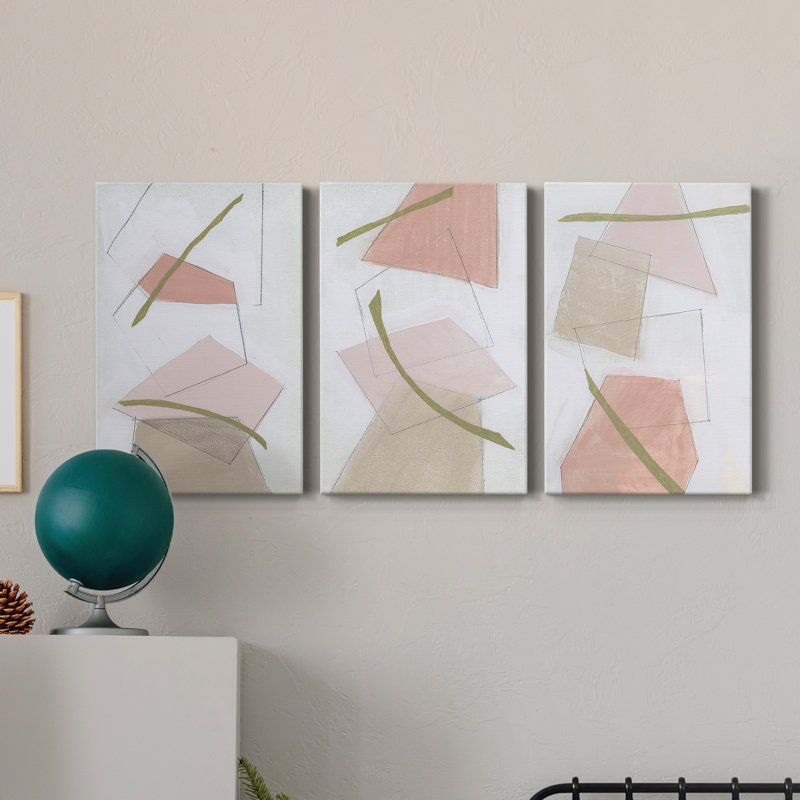Nude Gold Shapes II - Ensemble de 3 peintures sur toile tendue, H 60 po x l 120 po x P 3 po