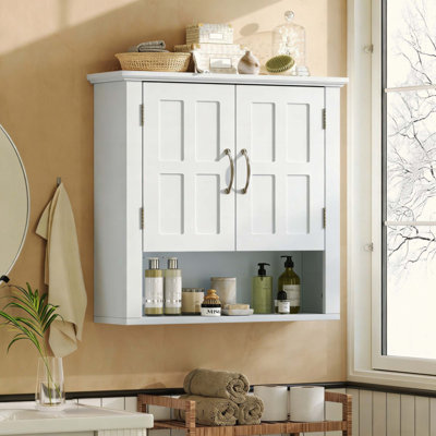 Armoire de rangement murale pour salle de bain, armoire murale multifonctionnelle avec tablettes réglables, armoire à pharmacie pour la salle de lavage et la cuisine et le salon