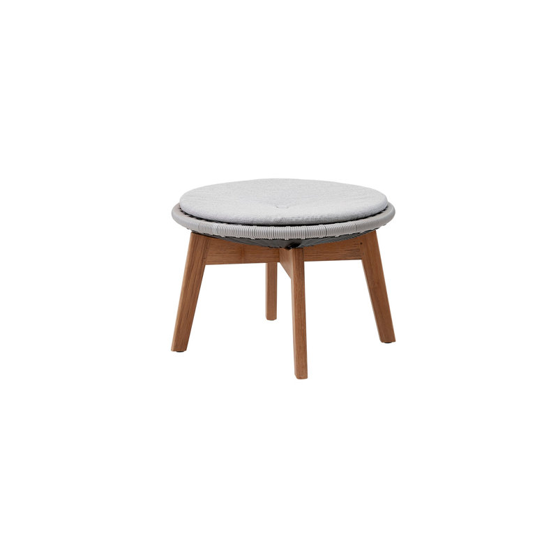 Peacock Outdoor Teak Ottoman, Gray, Dark Gray