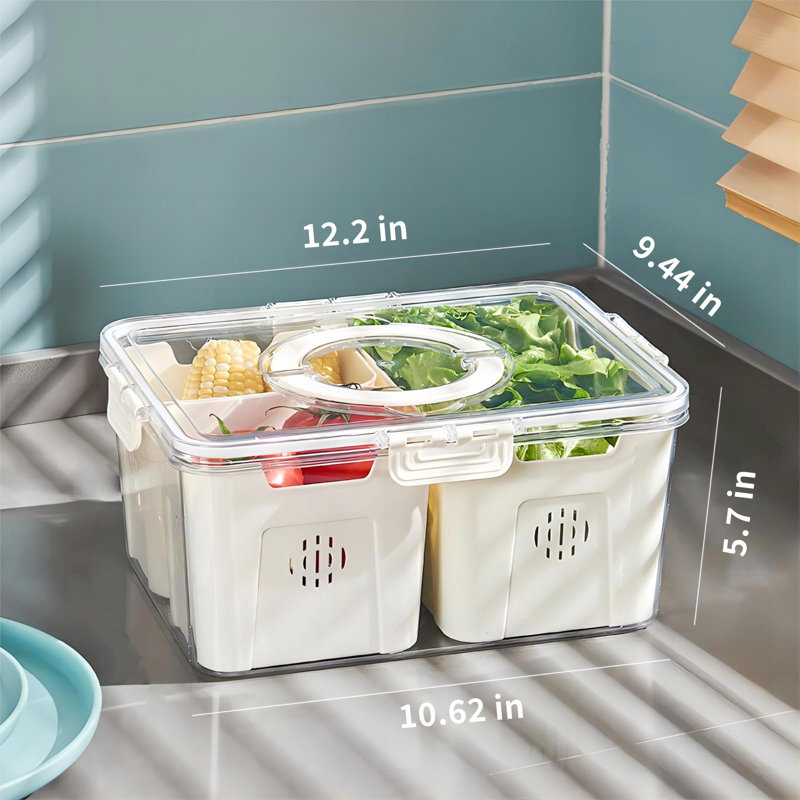 Fruit Storage Containers For Fridge,Refrigerator Organizer Bins With Lids,3 Removable Containers For Food,Fridge Organizers And Storage,Stackable Produce Berry Veggie Stay Fresh Containers