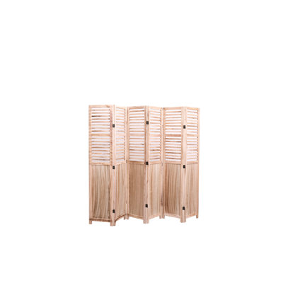 Paravent naturel en bois massif 6, 82,8 po de largeur x 65 po de hauteur, pliable avec charnières 6, finition