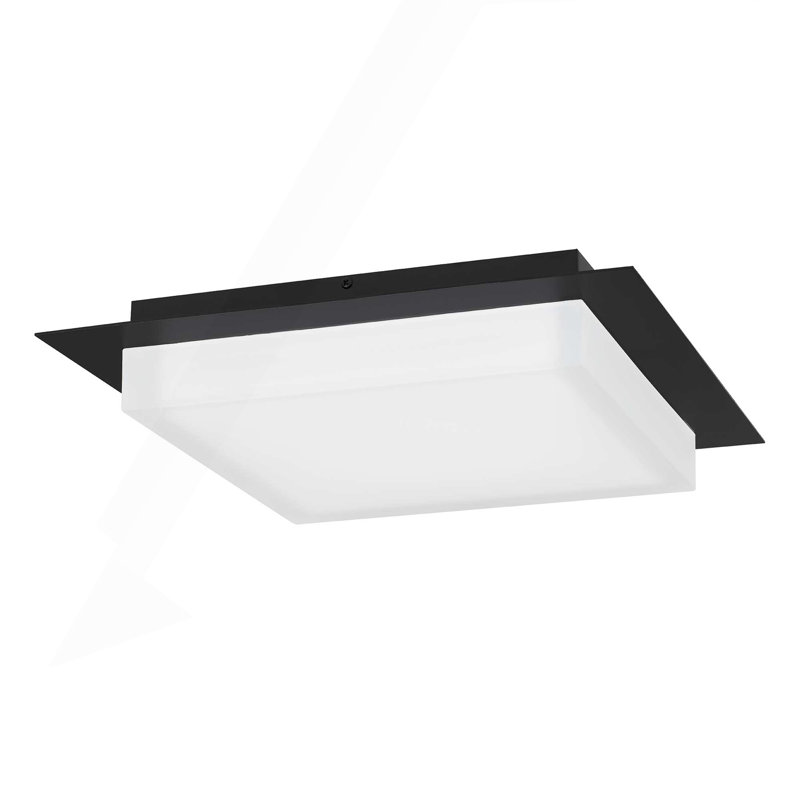 14" Square Black Integrated LED Flush Mount, Black, 2.75" H x 14" W x 14" D