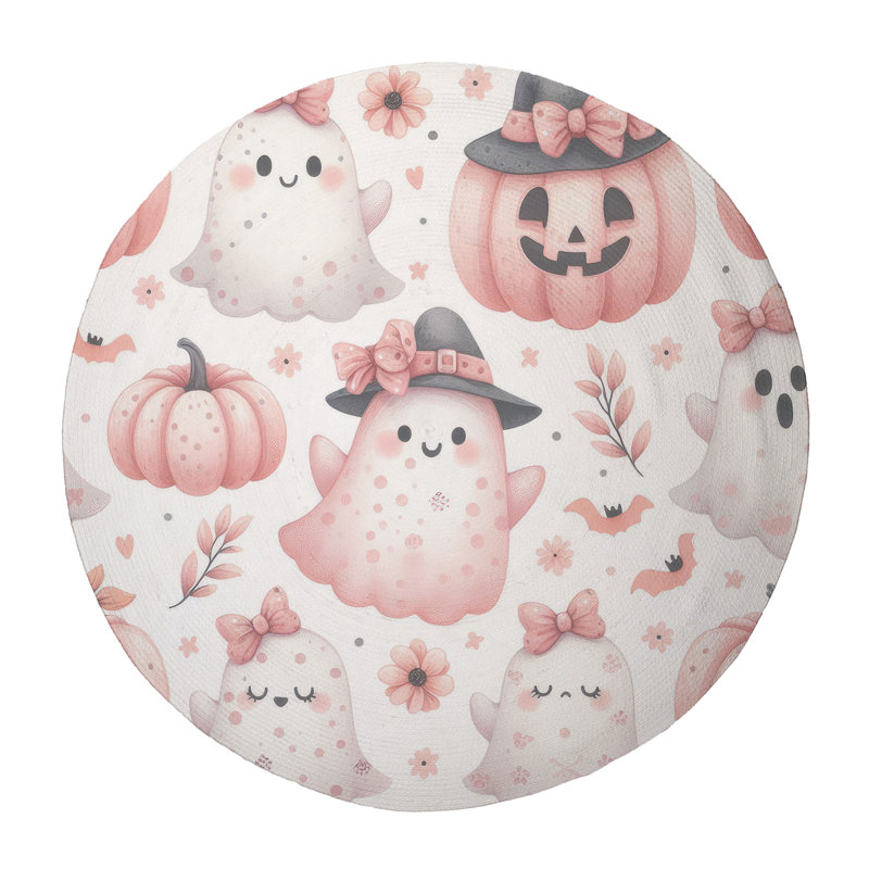 Tapis tressé Boo & Gourd Fest, Rond 5 pi