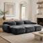 Canapé modulaire en tissu moelleux à 3 places avec repose-pieds mobile, sans assemblage, conception antidérapante, gris foncé-743115991