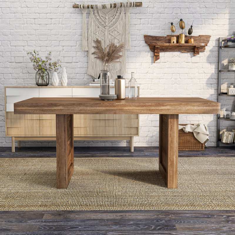 Table de salle à manger en bois massif 68,11 po Alzuphar