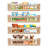Naturel Wood Floating Wall Bookshelf for Kids Set of 4
