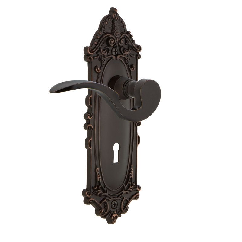 Mannequin simple victorien avec trou de serrure décoratif et levier de manoir, Bronze intemporel, Droitier