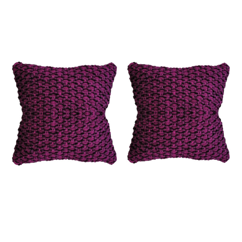 Housse de coussin diamant tressé carré, Vin mauve
