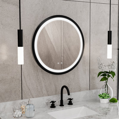 Brilliance 24 in. H x 24 in. W Circular Light-up Mirror,