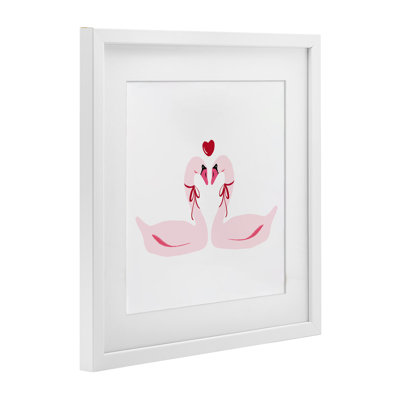 «Romantic Love Swans», reproduction sous verre encadrée, design par Lucille Price