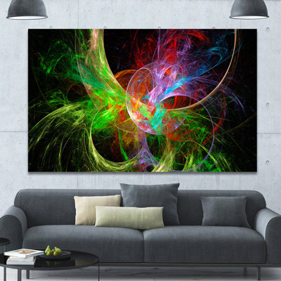 « multi-color fractal abstract design », impression sur toile tendue en vert/rouge/noir