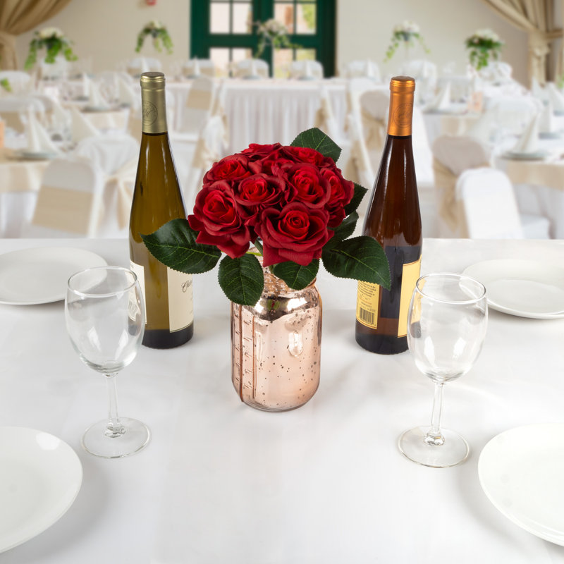 Fleurs artificielles roses - Ensemble de fausses fleurs 11,5 pouces avec tiges pour décoration intérieure 18 pièces, Rouge