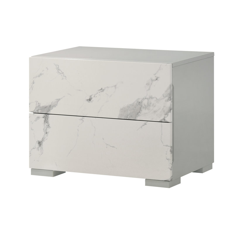 Londonderry Gray With Marble Effect Nightstand