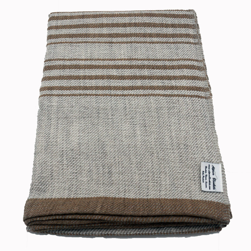 Hand Woven Throw Blanket, Gray/Brown