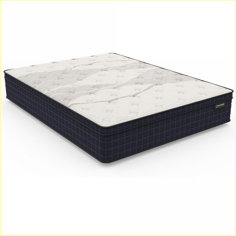 Mattresses Queen 12.5” Medium Feel Copper Cooling Hybrid Euro-Top Mattress, Greenguard Gold, Made in USA | Foam+Spring | White
