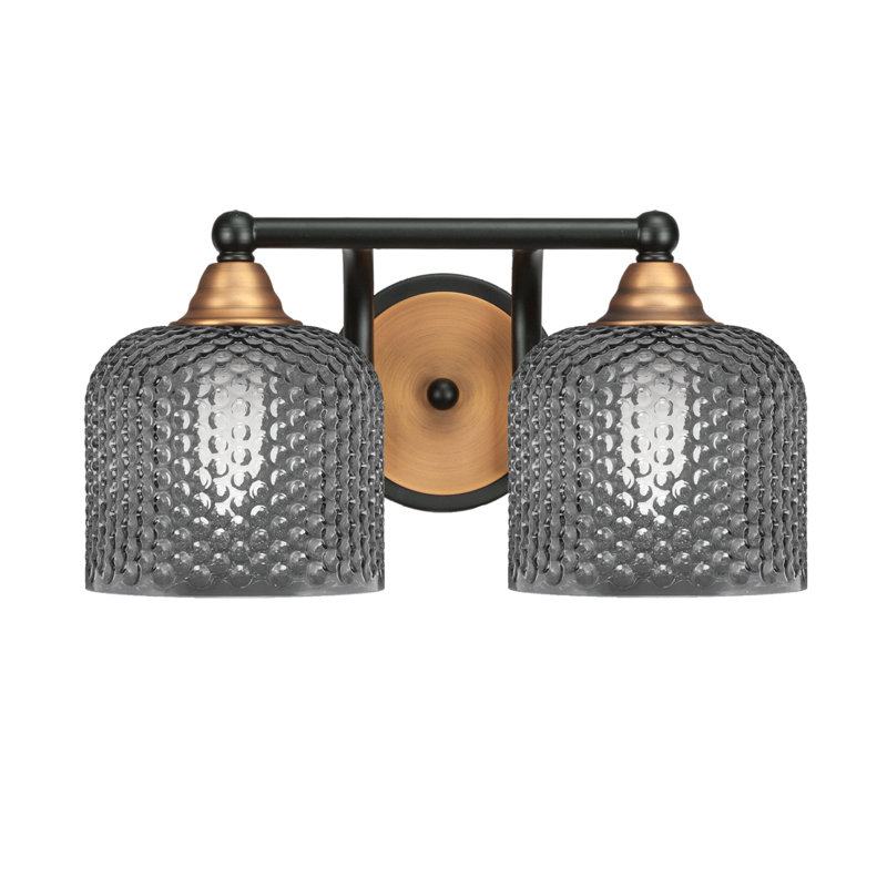 Barre d'éclairage de salle de bain 2 lumières Allexus noir mat et laiton fumé 6 po, Noir mat / laiton, Deux lumières