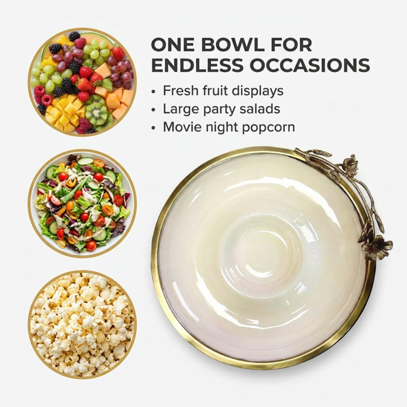 Decozen Rosemary Accent Serving Bowls – Elegant Chip and Dip Dish Essential for Christmas Kitchen Gift