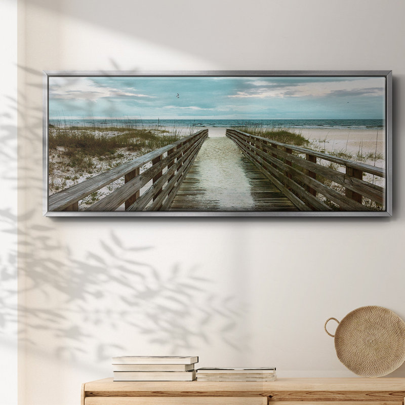 «Happy Place», reproduction sur toile à cadre flottant, H 12 po x l 30 po x P 1,5 po, Argent