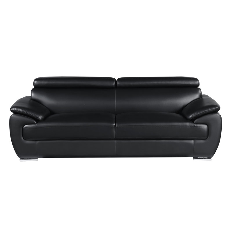 Canapé en cuir véritable, Noir