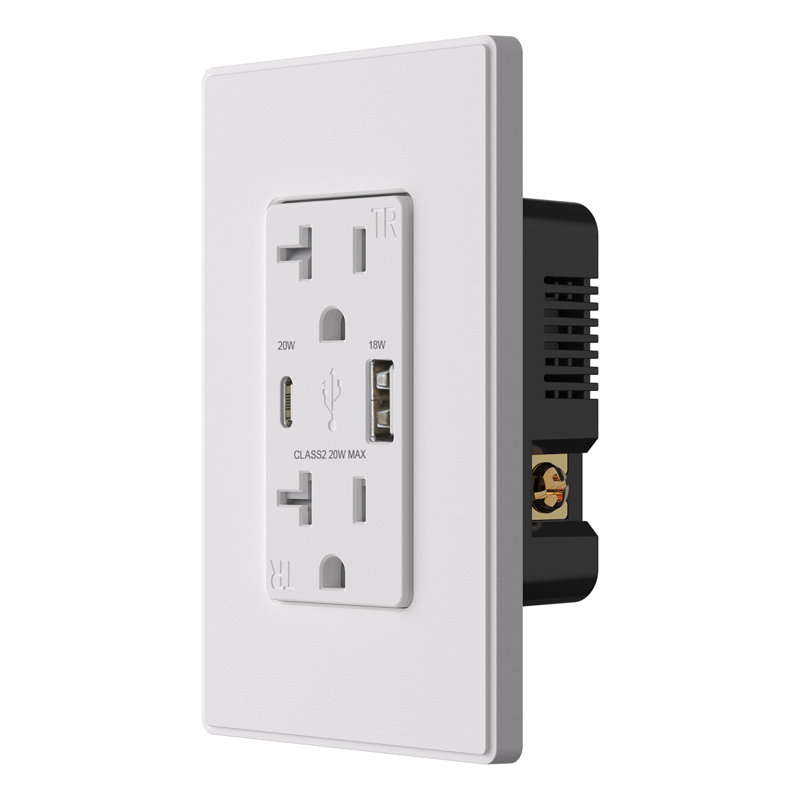 Prise quadruple inviolable standard de 20 ampères, Blanc, 1