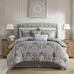 Édredon 100% coton gris avec lit de rembourrage doux et moelleux au toucher