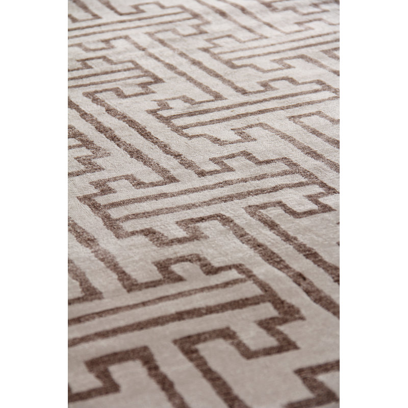 Bamboo Silk Wool Geometric Area Rug, Rectangle 6' x 9'