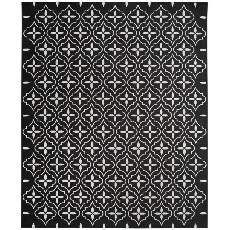 Nourison Essentials Black/Ivory Indoor/Outdoor Area Rug