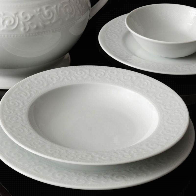 Eugene Piece Porcelain China Dinnerware Set - Service for 12