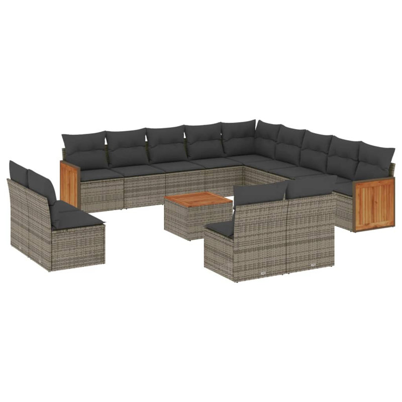 Vidaxl Garden Sofa Set, Gray Cushion/Gray Frame