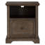 Bureau, classeur, finition chêne foncé patiné, tiroir, glissières à roulement, rangement, tablette de bureau lisse, mouvement