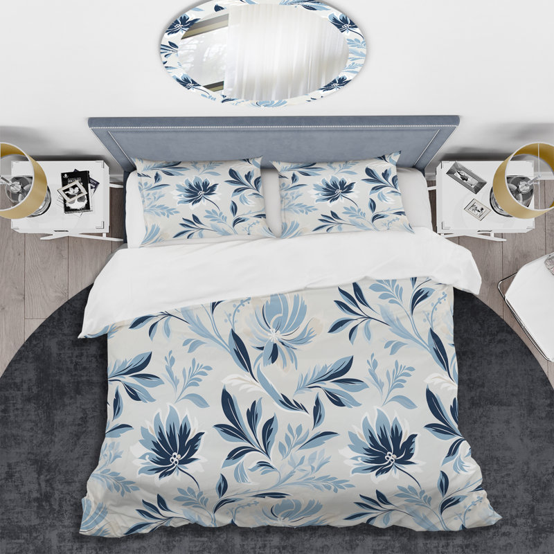 Serene Monotones - Ensemble de housse de couette à motif floral - Microfibre de polyester