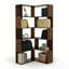 Bibliothèque d'angle à 6 niveaux, bibliothèque en L de 66 po de hauteur avec chicane, tablette d'angle autoportante, bibliothèque en bois avec tablettes ouvertes pour le salon, la chambre à coucher, le bureau personnel, noyer-1068885880