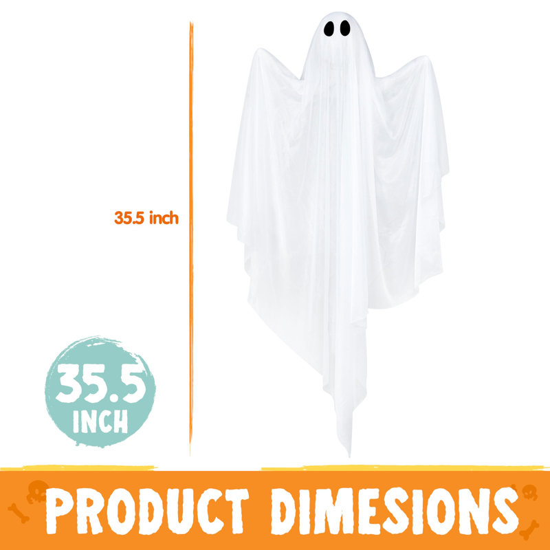 2 fantômes suspendus 35,5 po d'Halloween illuminés, Blanc