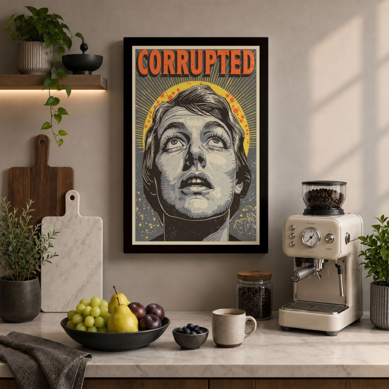 Corrupted Saint Industrial - Wrapped Canvas, 18x12 - 45.7 x 30.5 cm, Ochre Border