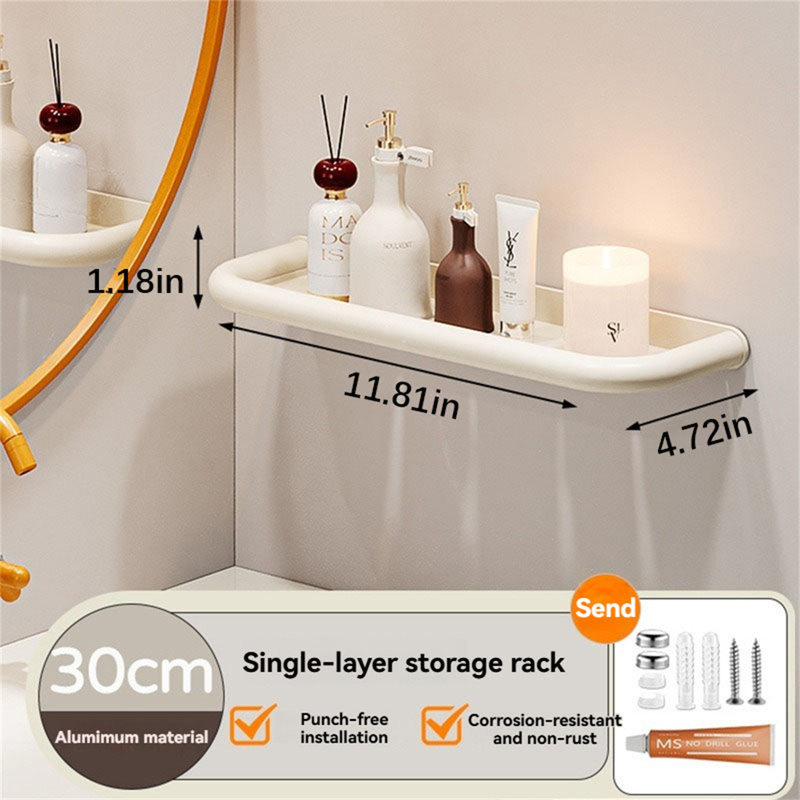 Tablette d'angle sans perçage pour salle de bain, H 4,72 po x l 11,81 po x P 1,18 po