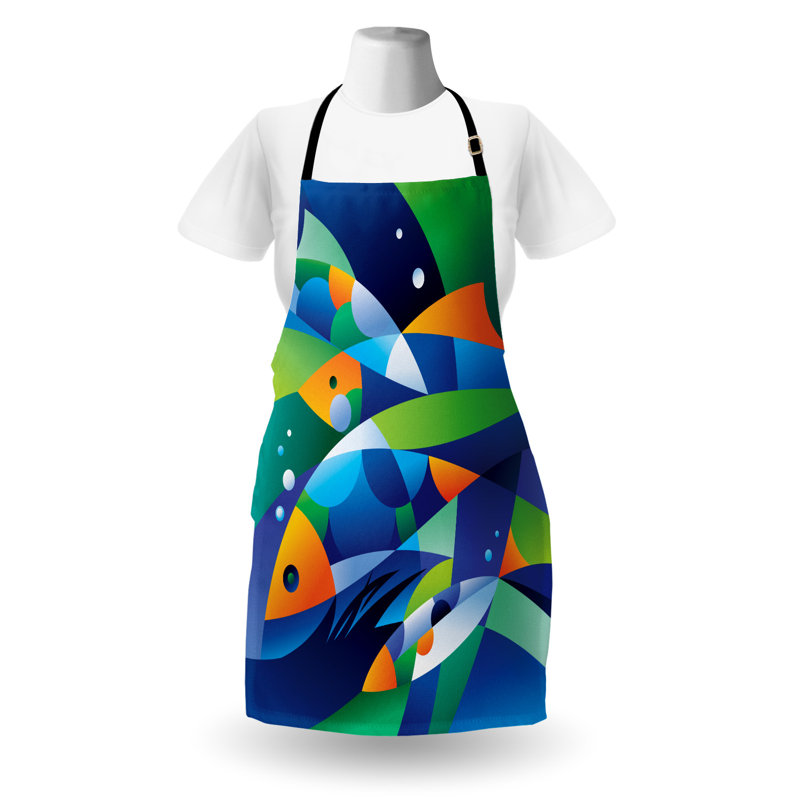 Multicolore, tablier d'art abstrait East Urban Home, unisexe, poissons sous l'eau