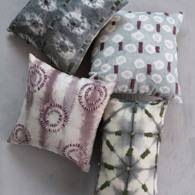 Tie Dye Textiles Embroidered Pillow Cover