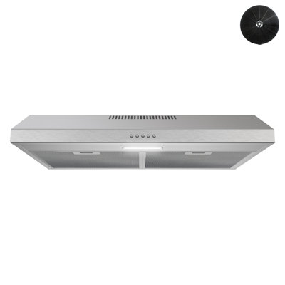 Streamline 30 In. T-3727-1-CL Vinadio Convertible Undermount 80 CFM Range Hood In Brushed Stainless Steel With Mesh Filters, Push Button Control, LED Light