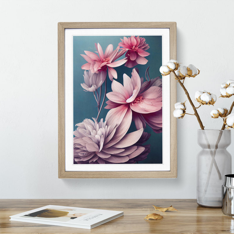 Luminous Flowers - Framed Print, 46cm H x 34cm W x 2cm D, Oak