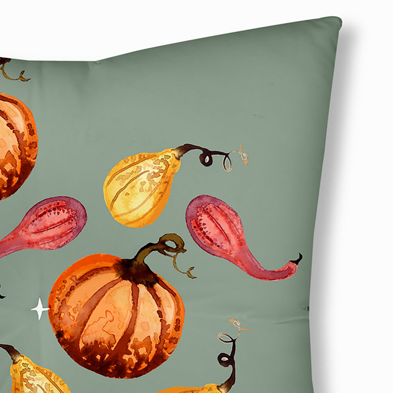 Coussin 321_Gourds Galore Fall Design, Vert, 26 po x 26 po