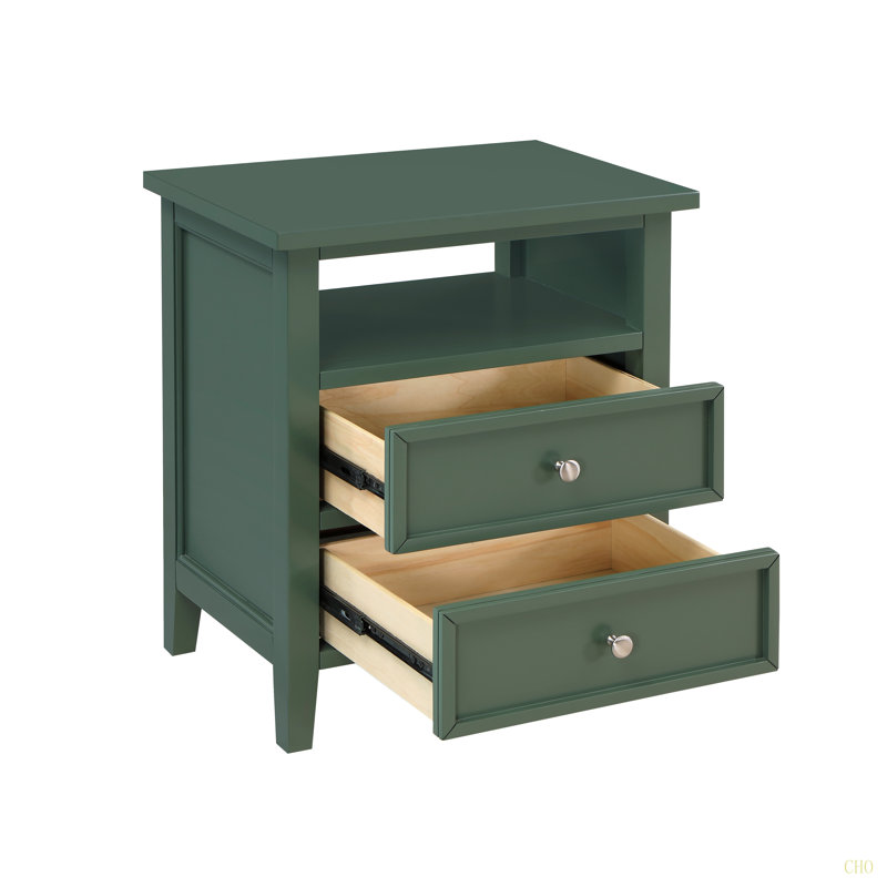 Table de chevet 2 tiroirs Weston, Vert antique