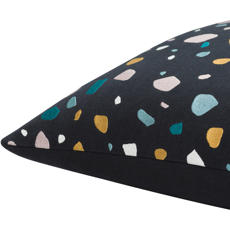 Faringdon Embroidered Cotton Throw Pillow, Down, 22" x 22", Black