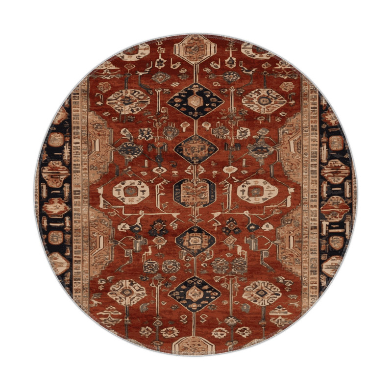 Turkish Brown Indoor and Outdoor Area Rug, Round 5'