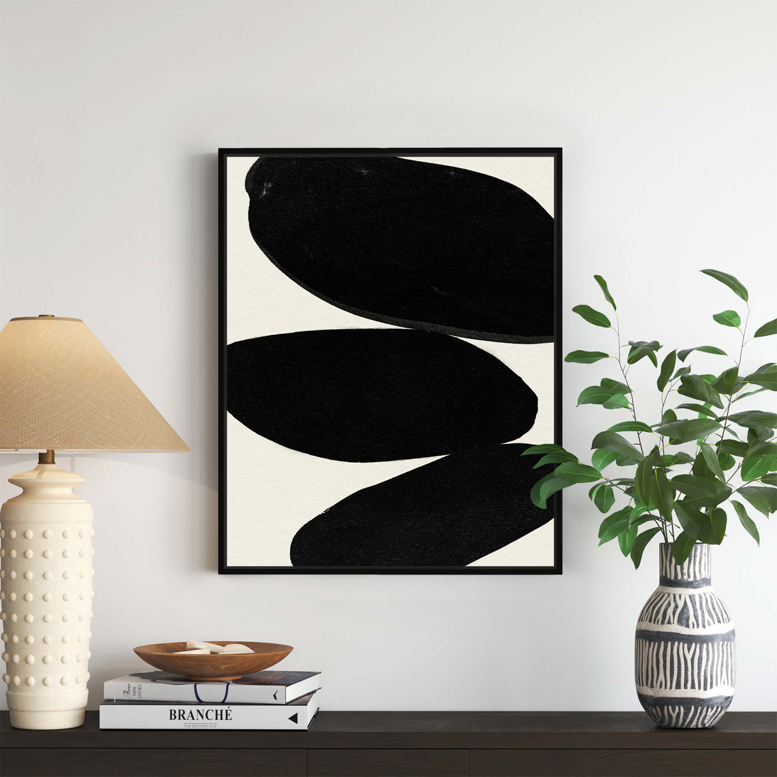 Beige And Black Abstract Modern by Oliver Gal, Black, 31" H x 25" W