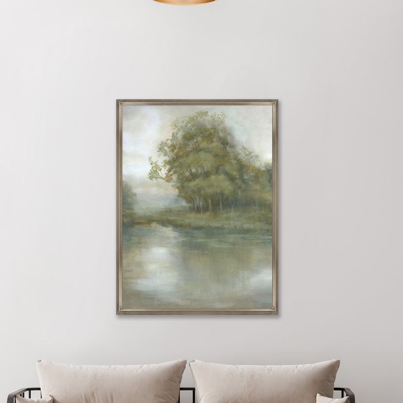 «Lakeside Reflection II» par Jacob Lincoln - peinture sur toile à cadre flottant