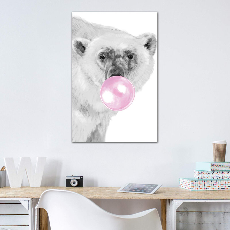 «Bubble Gum» par Big Nose Work - impression d'art graphique, H 40 po x l 26 po x P 1,5 po, Toile tendue, Pas de tapis
