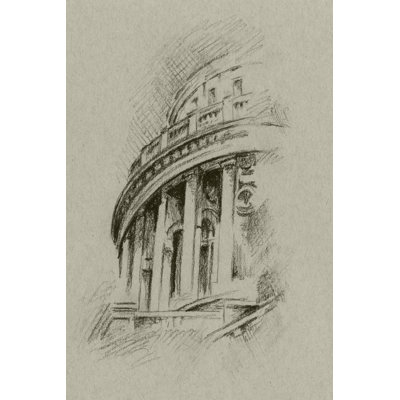 Charcoal Architectural Study I by Ethan Harper - Wrapped Canvas Painting