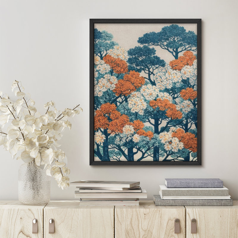 Abstract Forest Pattern Framed Wall Art Prints - Modern Botanical Decor for Living Room Bedroom, H 10 po x l 8 po, Noir